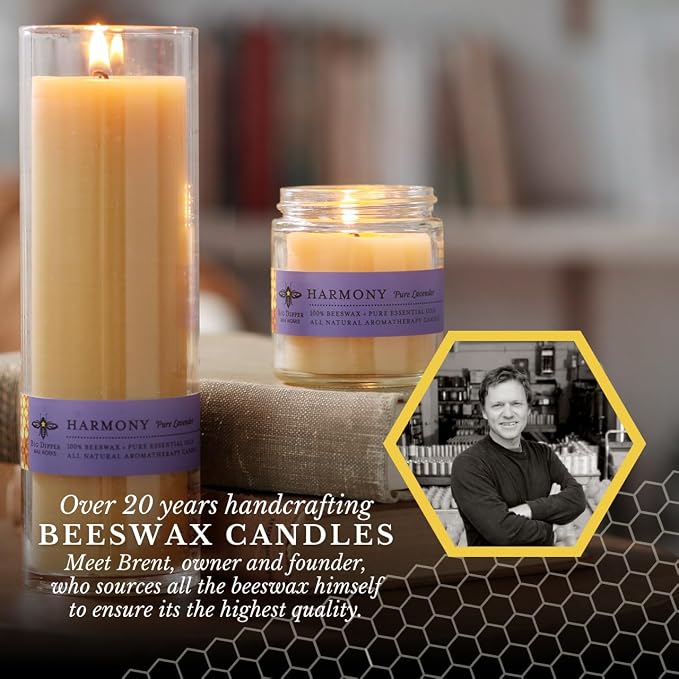 Big Dipper Wax Works Beeswax Aromatherapy Candle – Harmony - Pure Lavender, 3.2 oz Apothecary Glass, 2" x 2.5" – Natural Relaxing Scent, Clean 20 Hour Burn, Eco-Friendly & Hand-Poured