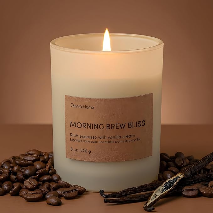 Scented Soy Wax Candle Set 2 Pack – Floral Candles for Home Scented with Notes of Rose, Magnolia & Soft Cedarwood – Refined Home Decor & Gift (Morning Brew Bliss, Beige, 2 Pack)