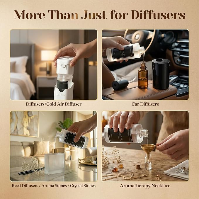 4.06 fl oz (120ml) Diffuser Oil for Home Fragrance Diffusers, Plant-Based & Alcohol-Free, Essential Oil for Bedroom, Bathroom, Office, Car (Jasmine)