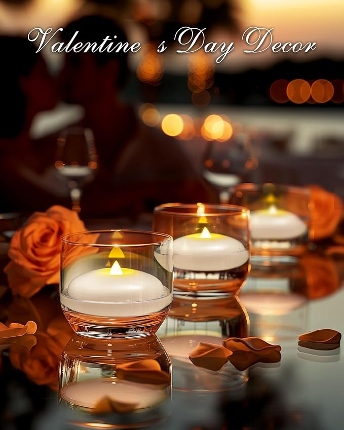 Homemory 6 Pack 3” Flameless Led Floating Candles, 200 Hour White Battery Operate Waterproof Tealights for Cylinder Vases, Centerpieces at Wedding Decor, Party, Pool