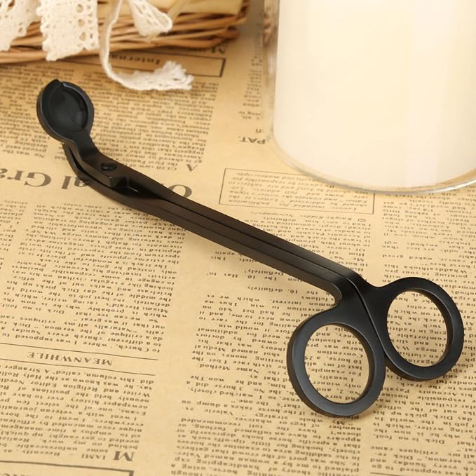 MUXSAM Candle Wick Trimmer, Wick Cutter, Steel Candle Scissor, Wick Clipper, Candle Shear Candle Care Tool for Scented Candle Lovers Gifts, Safely Remove Cut Wick Reduce Soot, Black