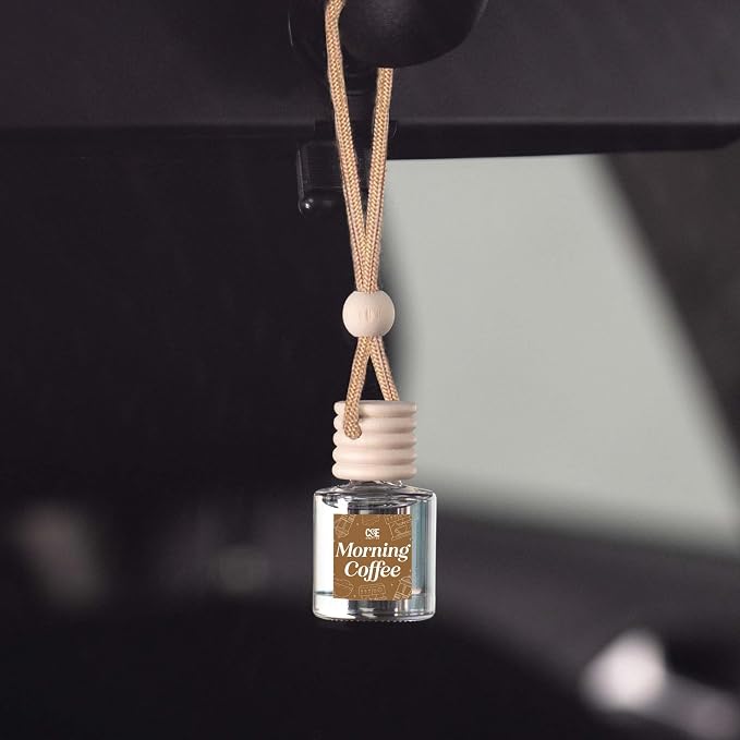C&E Craft Co Hanging Car Air Freshener Diffuser 2 Pack, Long Lasting Fragrance Oil Car Freshener, Glass Bottle Auto Air Freshener, Made in USA (Morning Coffee)