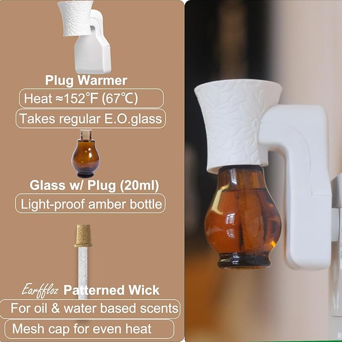 Blank Plug in Air Freshener Polarized Wall Plug Oil Diffuser for DIY Characteristic Home Scent from Natural Essential Oil, EO+Water, Fragrance Refill (4-Set White)