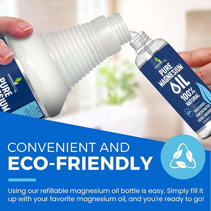 Pure Magnesium Oil Spray 32oz - Topical Magnesium Spray for Sleep & Feet - Extra Strength - USP Grade - 100% Natural and Organic Oil for Muscle Pain & Cramps - No Sprayer Included - Made in USA
