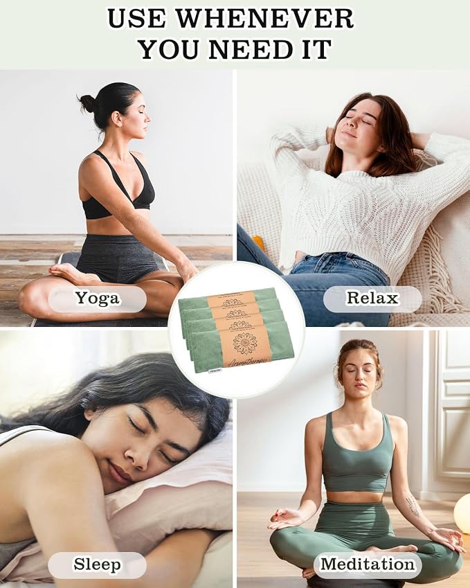 Eye Pillow for Sleeping, Headache Relief, Sinus Pressure, Weighted Eye Mask for Relaxation, Yoga, Moist Heat Eye Compress, Meditation Accessories, Lavender Gift Set for Women (Velvet Green 4 Pack)