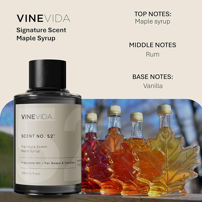 VINEVIDA [4oz] Maple Syrup Fragrance Oil for Soap Making Scents for Candle Making, Perfume Oils, Soy Candles, Home Scents Oil Diffusers, Bath Scent Bomb Oils, Linen Spray, Lotions, Car Freshies