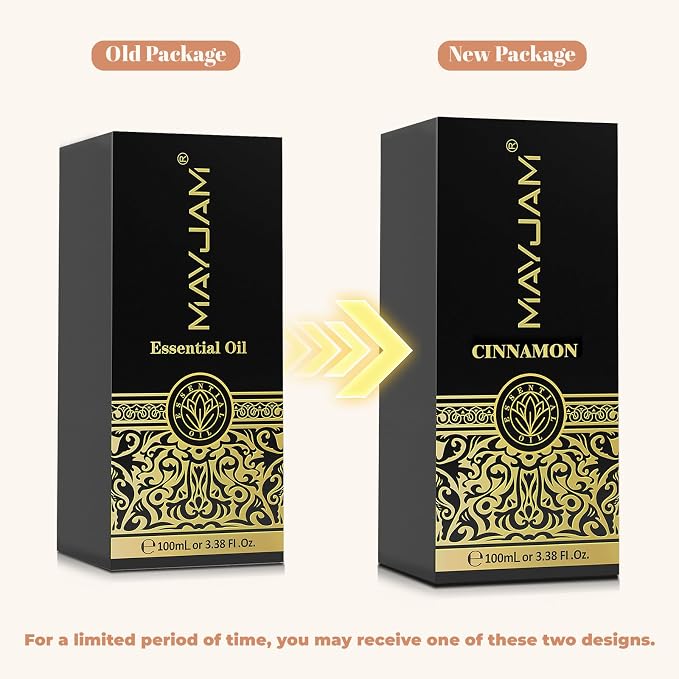 Cinnamon Essential Oil, MAYJAM Pure Essential Oils, 3.38FL.OZ Cinnamon Oil, Perfect for Diffusers Aromatherapy