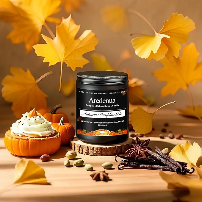 Pumpkin Pie Candle – Holiday Winter Scented Candles, Warm Spiced Pumpkin Aroma for Christmas Home Décor, Cozy Seasonal Candles Gift for Women & Men, Long-Lasting Soy Wax Candle