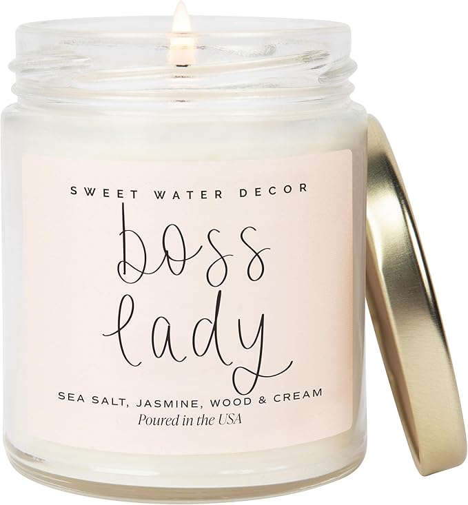 Sweet Water Decor Boss Lady Candle - Work Bestie, New Job Gifts for Women - Boss Gifts for Women - 9oz Clear Jar, 40+ Hour Burn Time - Made in the USA