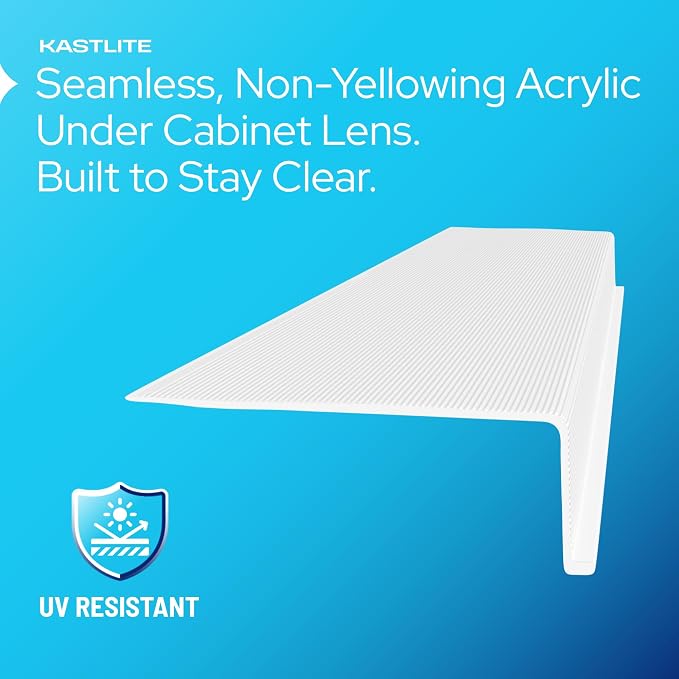 KASTLITE Linear Under Cabinet Light Cover Replacement | White Ribbed Acrylic Undercabinet Lens Diffuser | 24" L x 2-3/4"W x 15/16" H | Under Counter Lights for Kitchen, Bathroom & Vanity | Shape D