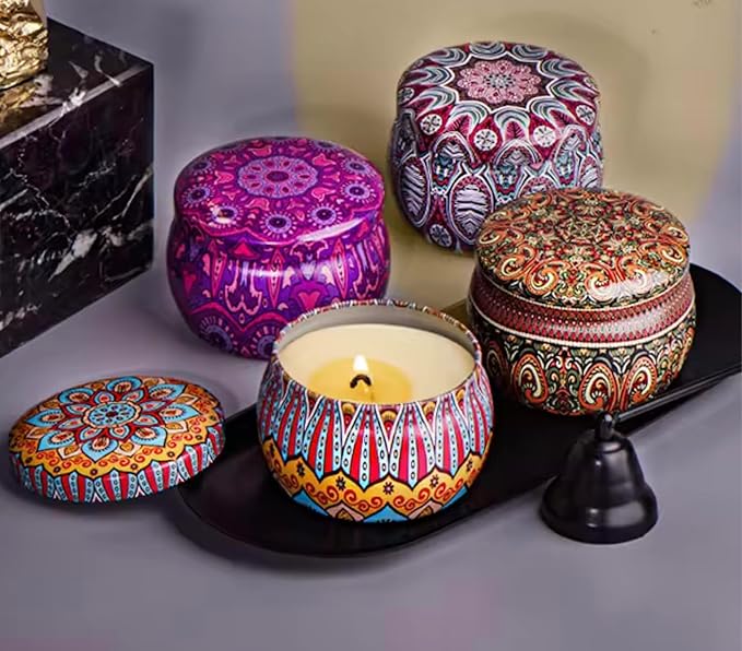 Scented Candle Gift Set with 8% Essential Oils | 4 Pack Aromatherapy Candles for Stress Relief and Relaxation