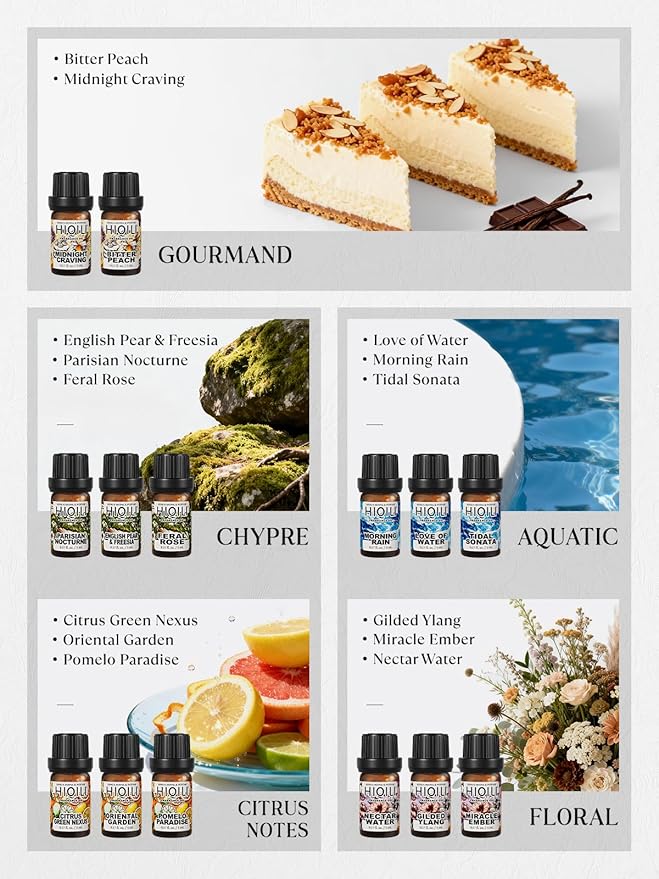 HIQILI Discovery Fragrance Oil Set– 32 Premium Scents for Essential Oils Diffuser, Candle & Soap Making, DIY Perfume, Home Fragrance, Long-Lasting Aromatherapy Gift Set, Tobacco Vanilla (5ML)