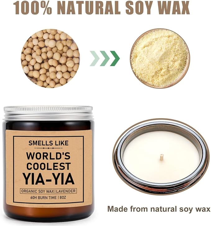 Smells Like World's Coolest YIA-YIA Candle - 8oz Soy Candle - Mother's Day Gift - Relaxation Scent
