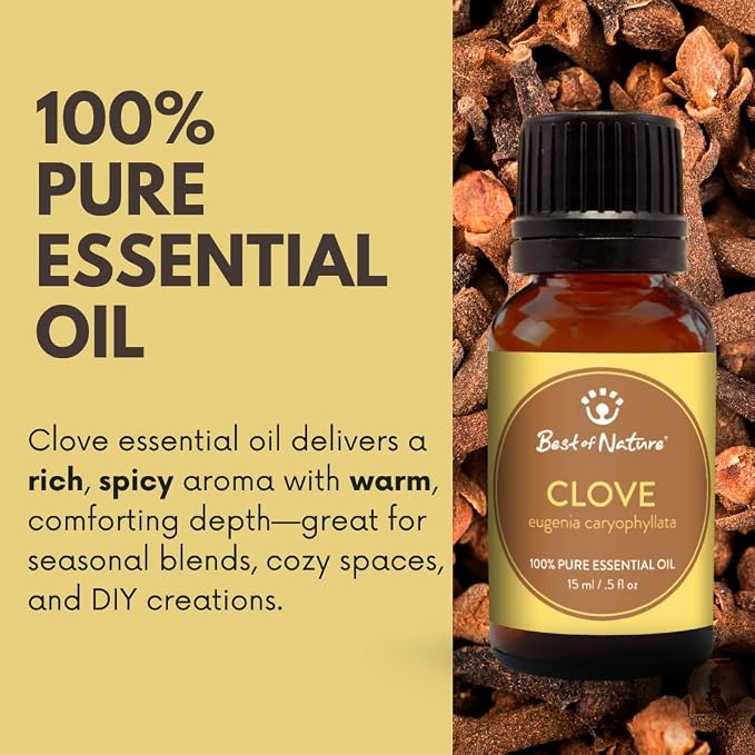 Clove Bud Essential Oil for Diffuser Aromatherapy – Best of Nature 100% Pure Undiluted Oils for DIY, Home Fragrance, and Topical Use
