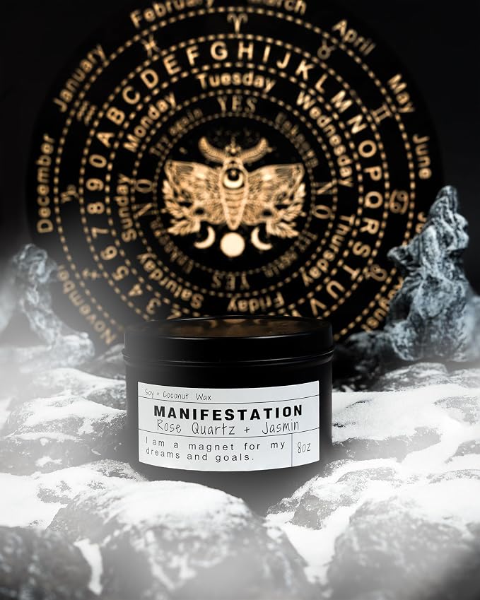 Crystal Soy Candles, Handmade Wishing Gifts, Wishing Law of Attraction, Moon Magic, Birthday Candle Gifts. (Manifestation)