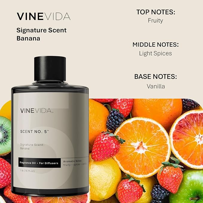 VINEVIDA [16 Fl Oz] Banana Fragrance Oil for Cold Air Diffusers, Essential Oils for Diffuser Oil Refill & Air Freshener Room Spray