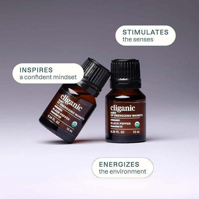 Cliganic Organic Black Pepper Essential Oil, 100% Pure Natural for Aromatherapy | Non-GMO Verified