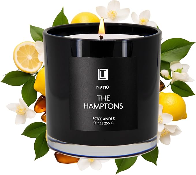 Lulu Candles | The Hamptons - Fresh Citrus & Ocean Mist | Luxury Scented Soy Jar Candle | Hand Poured in The USA | Highly Scented & Long Lasting (9 Oz.)