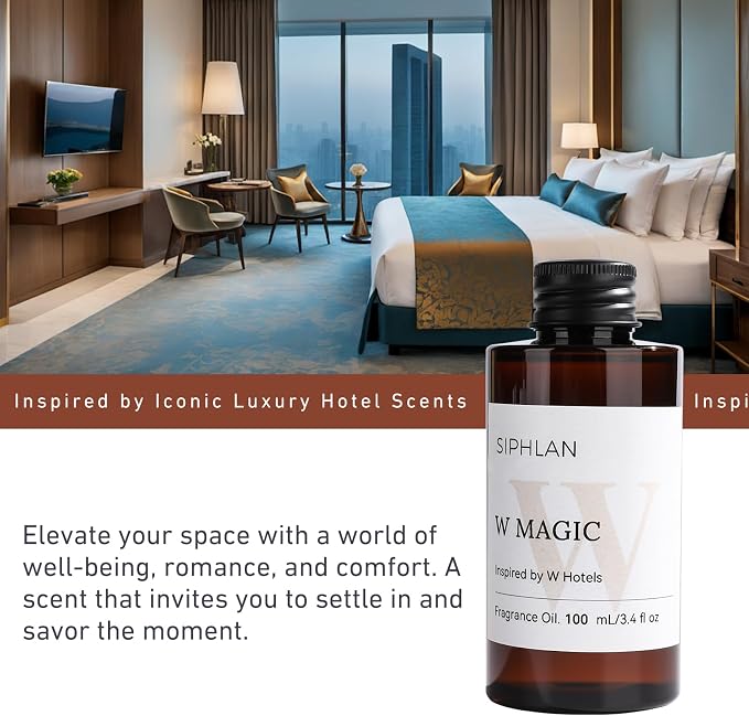 W Magic Hotel Collection Diffuser Oil – 100mL Luxury Aromatherapy Essential Oil for Diffusers & Waterless Diffusers – Premium Fragrance for Home & Office