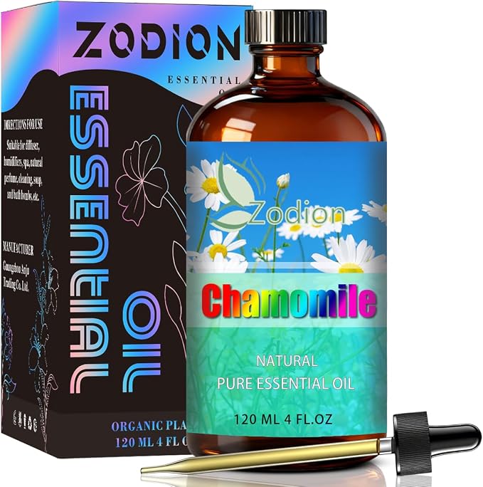 Chamomile Essential Oil, Chamomile Fragrance Oil for Diffuser, Massage, Humidifier, DIY Candle, Soap Making, Home, Bath, Yoga - 4 fl oz (120ml) - ZODION Essential Oils