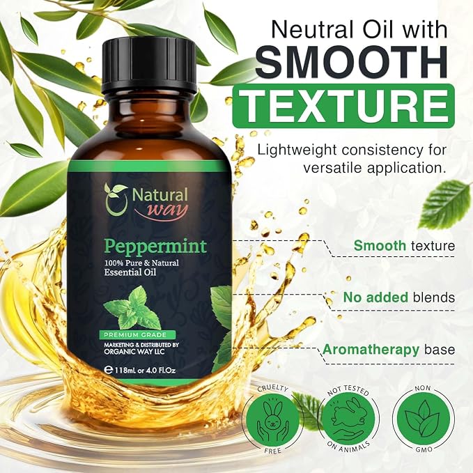 Peppermint Essential Oil - Pure Aromatherapy Oil for Diffusers, Hair Growth, Skin, Scalp Care, Massage | Refreshing Hair Oil for Women & Men | Essential Oil for Diffuser | 4 Fl Oz (118 mL)