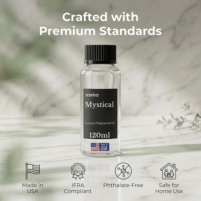 Scentia Mystical Diffuser Oil Refill – Hotel Fragrance Oil Inspired by Wynn Las Vegas – 120 mL – Melon, Raspberry & Jasmine Long-Lasting Scent for Ultrasonic & Waterless Diffusers, Made in USA