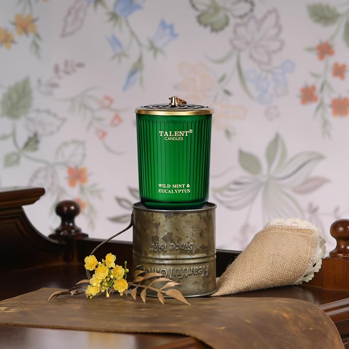 Jar Candles for Home Scented, Aromatherapy Candles Gifts for Women & Men, Natural Soy Candle, 8.4oz Traditional Style, Wild Mint & Eucalyptus
