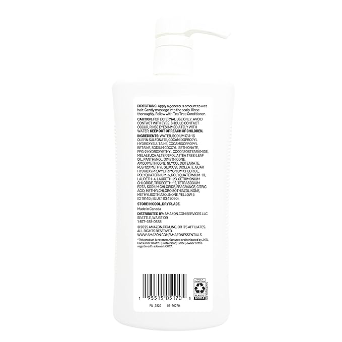 Amazon Essentials Tea Tree Mint Shampoo, Cool & Refreshing, Sulfate-free Formula, 33.8 Fl Oz, Pack of 1
