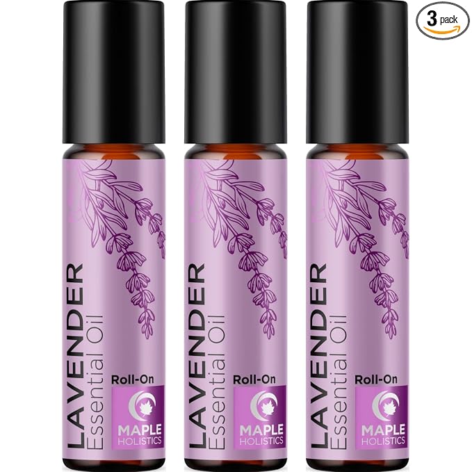 Lavender Essential Oil Roll On - Calming Aromatherapy Oil Roller for Sleep Headaches and Relaxation - Natural Pre-Diluted Sleep Oil for Nighttime Relaxation with Lavender Essential Oil for Skin 3-Pack
