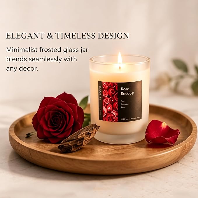 Natural Soy Wax Velvet Rose & Oud Candle, 50 Hour Long Burning Aromatherapy Candle for Relaxation, Romantic Floral Woody Aromatherapy Candle Home Décor, Spa, Yoga, Sleep & Holiday Gifts