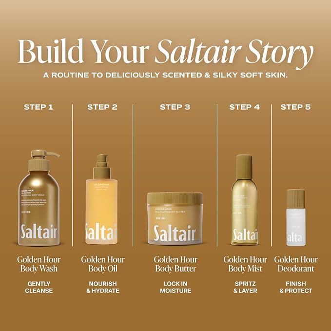 Saltair Serum Deodorant 2 Pack – 5% AHA – Aluminum-Free Odor Control for Women & Men – Mandelic Acid Deodorant with Lactic Acid – Golden Hour Scent – 2x 1.7oz Travel Roll On