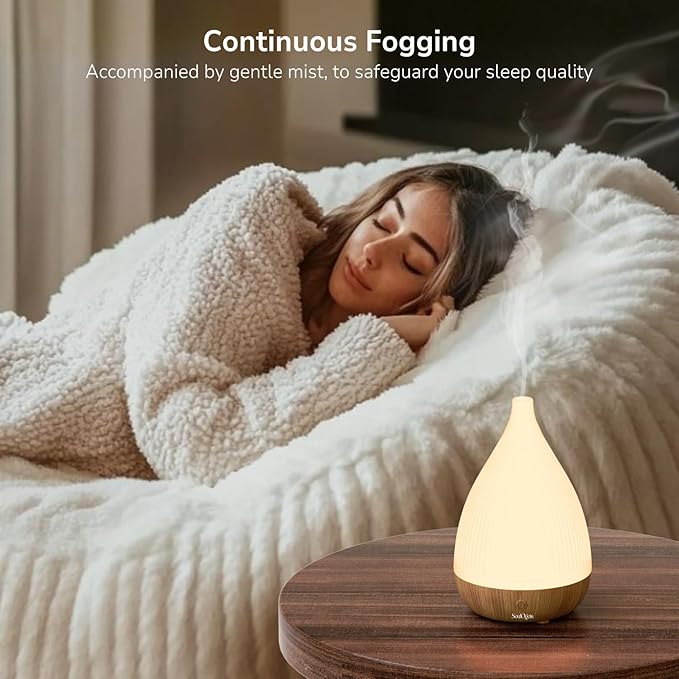 SOULORIGIN Ultrasonic Essential Oil Diffuser, Home Fragrance Aroma Diffuser with Auto Shut-Off, 8-Color Night Light & Ultra-Quiet Operation, BPA-Free Portable Aromatherapy Humidifier for Home (Light)