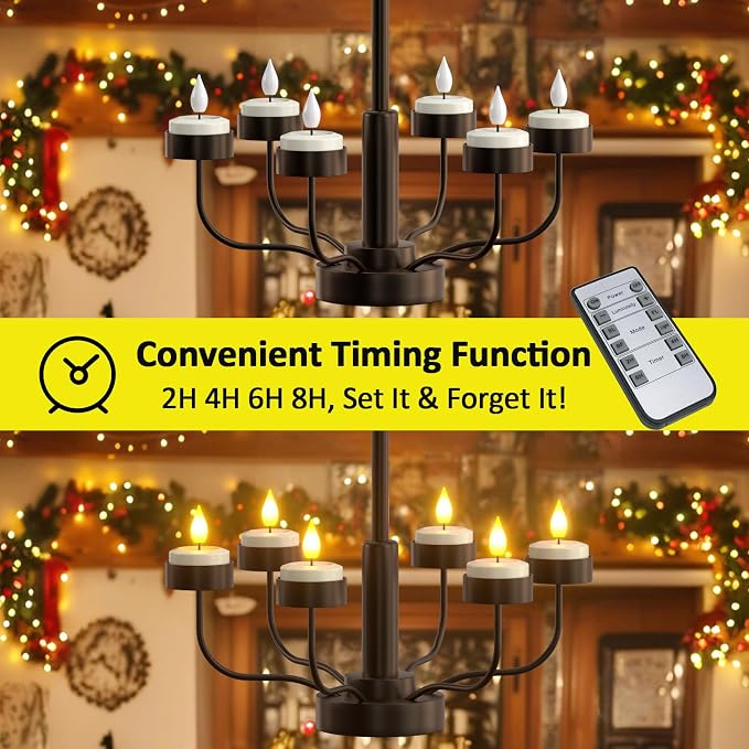 Yme Rechargeable Tea Lights with Remote Timer and Charging Base, 6 Pack LED Battery Operated Flickering Flameless Candles, Electric Tea Lights Votive Candles for Home Wedding Party Holiday Decor