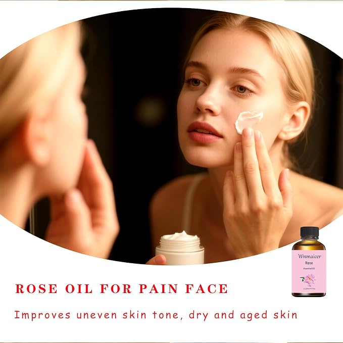 Rose Essential Oil 4 Oz, Premium Rose Oil with Glass Dropper for Massage, Face, Skin, Diffuser, Yoga, Meditation and Aromatherapy 120 mL