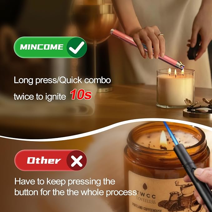 Candle Lighter Electric Rechargeable USB Plasma Arc Lighter with Safety Lock, Windproof Flameless Long Matches Lighters for Candle,Grill,BBQ,Camping,Gas Stove