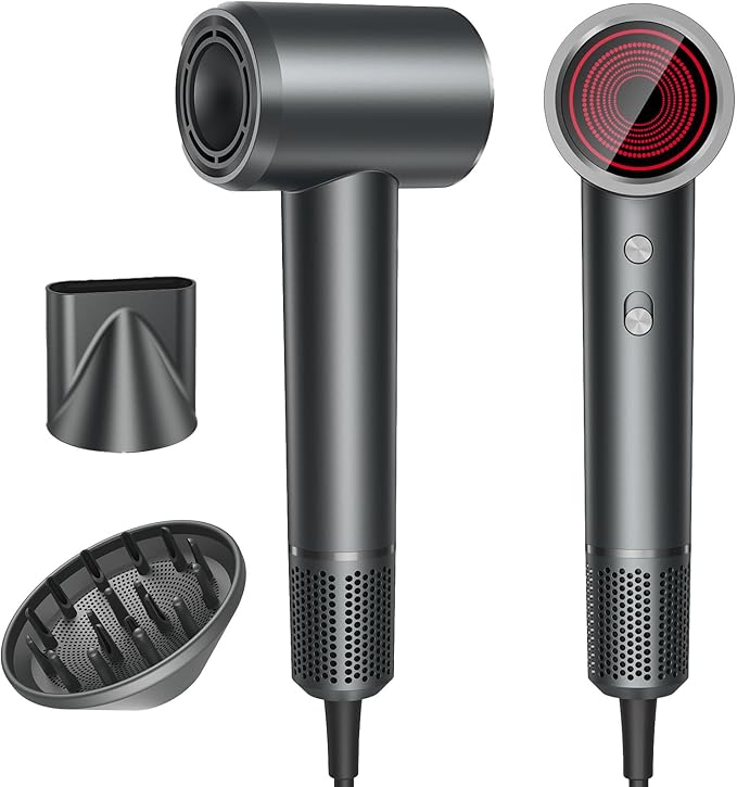 High-Speed Hair Dryer, 150000RPM Brushless Motor for Ultra-Fast Drying, 500M Ionic Negative Blow Dryer for Frizz Reduce, Low Noise Hair Blow Dryer with Magnetic Diffuser for Home Travel Salon