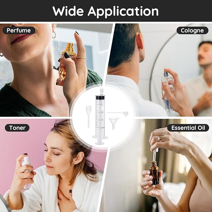 Segbeauty 20ml Perfume Refill Tool Kit, 8pcs Plastic Clear Perfume Dispenser Transfer Tool Set, 0.68oz Large Perfume Funnel Cosmetic Dispenser Pump Transfer Tool for Travel Refillable Perfume Atomizer