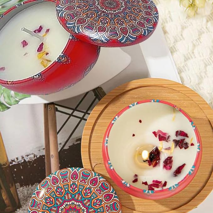 Rose Scented Candles, Aromatherapy Candles for Home, ong Burn Scented Candles with Lid, Sustainable Use of Tin Boxes