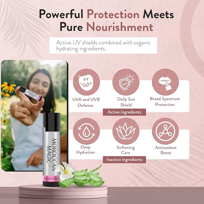 Moroccan Magic Organic Lip Balm & SPF15: 14 Piece Variety Pack Gift Set | Organic Argan and Essential Oils | Smooth | Natural | Non-Toxic | Cruelty Free | chapstick bulk lip balm | 14 Pack