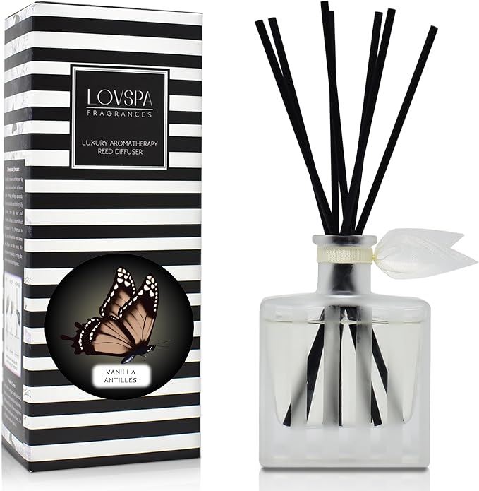 Reed Diffuser Set, Vanilla Antilles Scented Oil Diffuser with Sticks, Home Fragrance Accessories for Bathroom Shelf Decor, Aroma Diffusers for Home or Office Fall Decor, USA Made