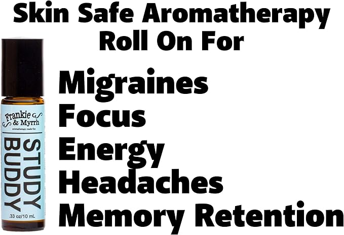 Frankie & Myrrh Study Buddy Roll On | Essential Oil Roller for Energy and Focus w/Peppermint, Lemon, Rosemary