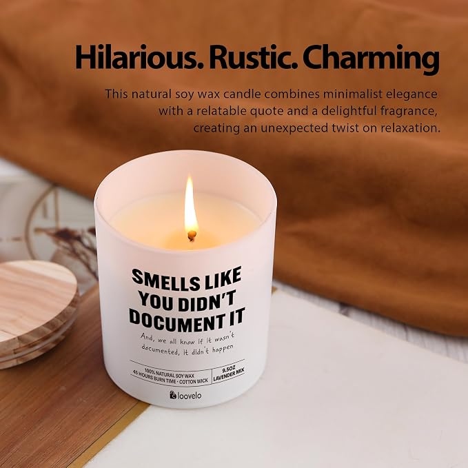 Smells Like You Didn’t Document It Funny Office Gifts for Boss Coworker HR Human Resource Scented Candle Home Office Jar Candle Soy Wax (9.5 oz, Layered Scent)