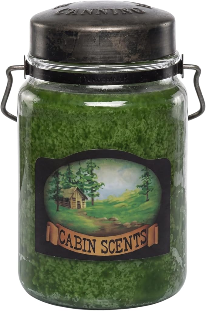 McCall’s Candles | Cabin Scents | 26 oz Scented Candle | USA-Poured | Vintage Rustic Jar with Carrying Handle | Spicy Pine & Outdoorsy Fragrance