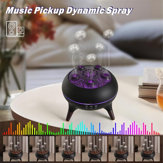 Essential Oil Diffuser 250ML Dancing Jellyfish Aromatherapy Diffuser Humidifier with 7 Colors LED Lights,Remote Control,Plug in for Bedroom,Office (Black)
