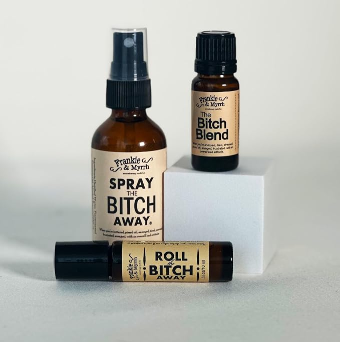 Frankie & Myrrh | The Bitch Kit Trio | Aromatherapy Spray, Roll-on and Blend for Irritability | Bergamot, Geranium, Lavender, Frankincense Essential Oils | Natural Perfume