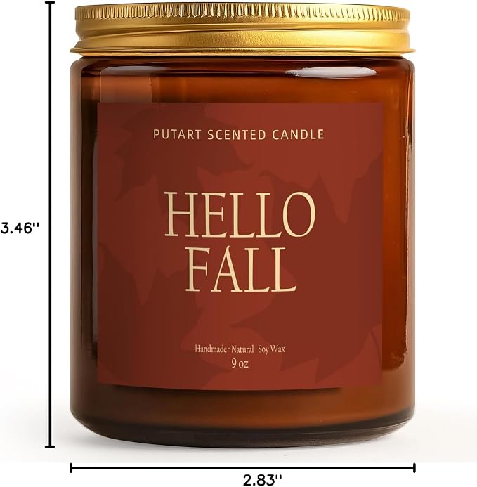 Pumpkin Spice Fall Candles for Home Scented, Natural Soy Wax Aromatherapy Non Toxic Pumpkin Candle with Long Lasting Burn, Halloween Autumn Candle Gifts for House Fragrance Decoration (9oz)