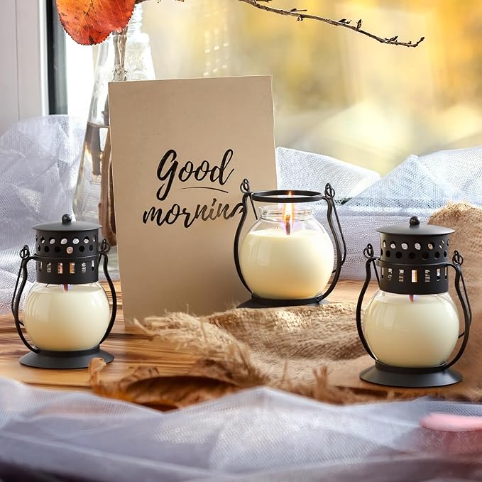 Scented Candles Gift Set - 3 Pack Candles for Home Scented Retro Lantern, Fall Candle Set perfect for Women, Birthday, Yoga, Weddings, Christmas, Soy Wax Candle Blush Sands/Lilac Blossoms/Balsam Cedar
