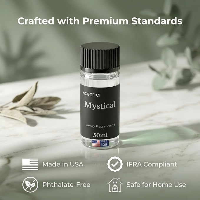 Scentia Mystical Hotel Scent Diffuser Oil – Luxury Fragrance Inspired by Wynn Las Vegas – 50 mL – Melon, Raspberry & Jasmine Essential Oil Blend for Home, Office & Aromatherapy Diffusers, Made in USA