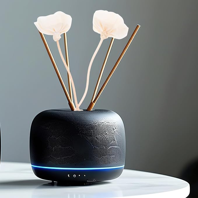2pcs Flower Rattan Diffuser Set with Preserved Wood Flowers and Rattan Sticks Home Decor Fragrance Essential Oils Diffuser for Living Room and Office