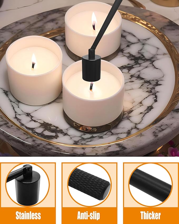 YOUTUOY 4 in1 Candle Accessory Set with Rechargeable Candle Lighter, Candle Wick Trimmer, Candle Wick Snuffer, Candle Wick Dipper, Candle Care Kit (Matte Black)